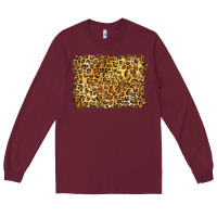 Burgundy handdrawn leopard pattern yellow Long Sleeve Tee - BarkalooDesign
