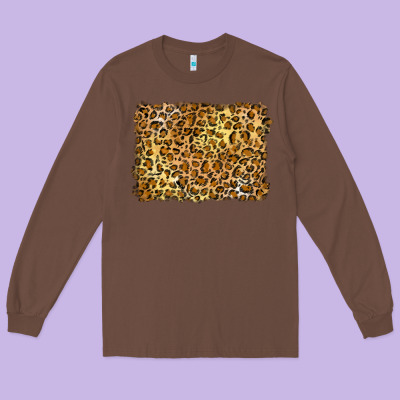 Handdrawn Leopard Pattern Yellow Long Sleeve Tee Designed By Barkaloodesign
