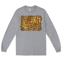 Heather Grey handdrawn leopard pattern yellow Long Sleeve Tee - BarkalooDesign