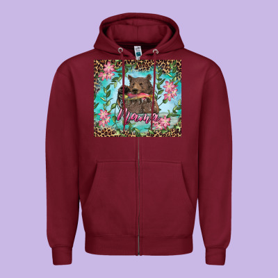 Zipper Hoodie mama bear haunting fish floral