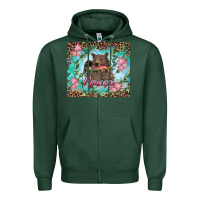 Sports Green mama bear haunting fish floral Zipper Hoodie - RanaPortraitStore