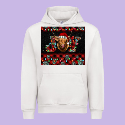 Highland Cow Joy Christmas Urban Hoodie Designed By Barkaloodesign