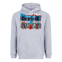 Heather Grey baseball sister with leopard Heavyweight Hoodie - Zillion Design Studio