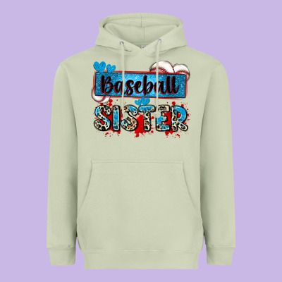 Baseball Sister With Leopard Heavyweight Hoodie Designed By Zillion Design Studio