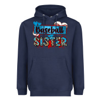 Navy baseball sister with leopard Heavyweight Hoodie - Zillion Design Studio