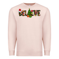 Pale Pink believe christmas Premium Sweatshirt - CowhideDigitalArt