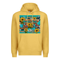 Antique Gold world's best mom sunflower leopard cowhide Premium Hoodie - Artiststas