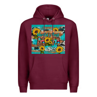 Burgundy world's best mom sunflower leopard cowhide Premium Hoodie - Artiststas