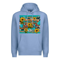 Colony Blue world's best mom sunflower leopard cowhide Premium Hoodie - Artiststas