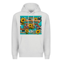 Dove Grey world's best mom sunflower leopard cowhide Premium Hoodie - Artiststas