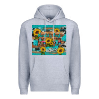 Heather Grey world's best mom sunflower leopard cowhide Premium Hoodie - Artiststas