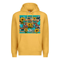 Mustard world's best mom sunflower leopard cowhide Premium Hoodie - Artiststas