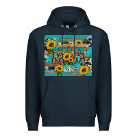 Navy world's best mom sunflower leopard cowhide Premium Hoodie - Artiststas