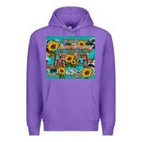 Purple world's best mom sunflower leopard cowhide Premium Hoodie - Artiststas