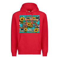 Red world's best mom sunflower leopard cowhide Premium Hoodie - Artiststas