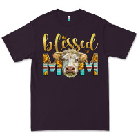 Plum Western Blessed Mom Charolais Bull Premium Tee - LillyAllenDesigns