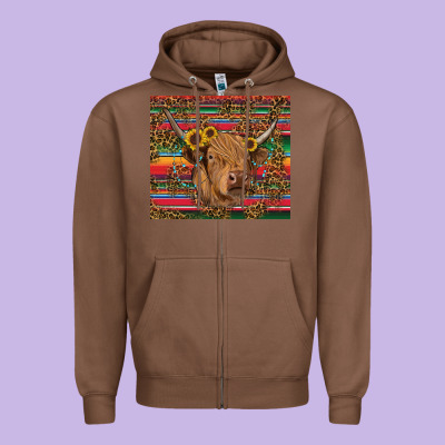 Zipper Hoodie serape leopard turquoise sunflowers cow