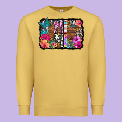 Mimi Floral Background Premium Sweatshirt Designed By Hra Design Shop