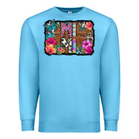 Ocean Blue mimi floral background Premium Sweatshirt - HRA Design Shop