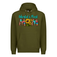 Army Green world's best mom sunflower Premium Hoodie - Artiststas