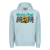 Blue Mist world's best mom sunflower Premium Hoodie - Artiststas