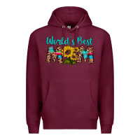 Burgundy world's best mom sunflower Premium Hoodie - Artiststas