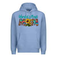 Colony Blue world's best mom sunflower Premium Hoodie - Artiststas