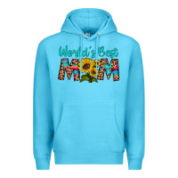 Ocean Blue world's best mom sunflower Premium Hoodie - Artiststas