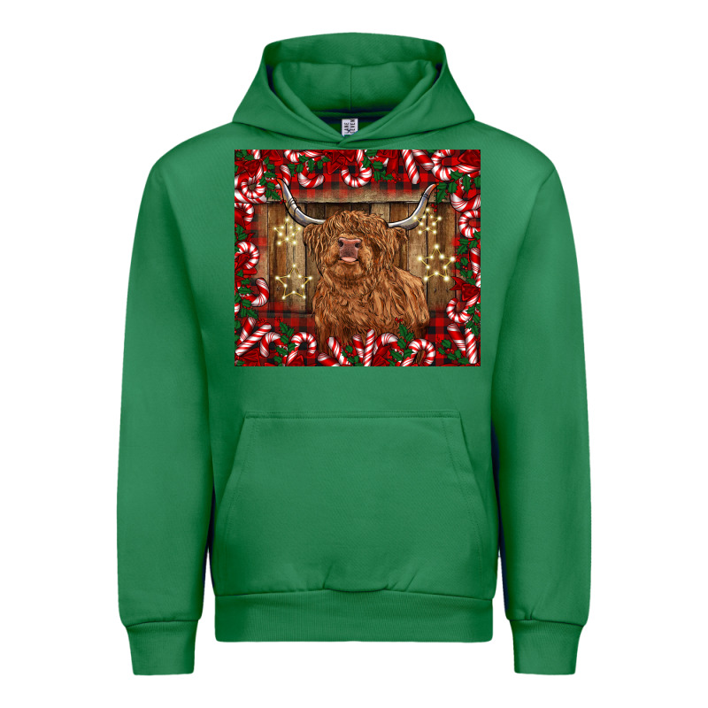 Christmas Highland Cow With Candy Canes Urban Hoodie by BarkalooDesign | Teevron