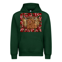 Forest Green Christmas highland cow with candy canes Urban Hoodie - BarkalooDesign