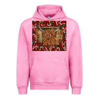 Fuchsia Pink Christmas highland cow with candy canes Urban Hoodie - BarkalooDesign