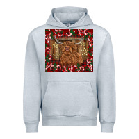 Heather Grey Christmas highland cow with candy canes Urban Hoodie - BarkalooDesign