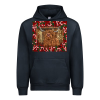 Navy Christmas highland cow with candy canes Urban Hoodie - BarkalooDesign