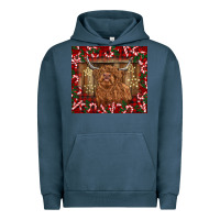Pigment Midnight Navy Christmas highland cow with candy canes Urban Hoodie - BarkalooDesign