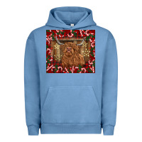 Pigment Pebble Blue Christmas highland cow with candy canes Urban Hoodie - BarkalooDesign