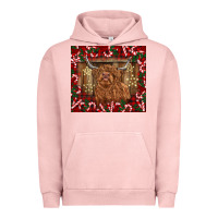 Pigment Salmon Christmas highland cow with candy canes Urban Hoodie - BarkalooDesign