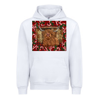 White Christmas highland cow with candy canes Urban Hoodie - BarkalooDesign