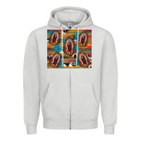 Dove Grey serape gemstone glitter cowhide lady of guadalupe Zipper Hoodie - RanaPortraitStore