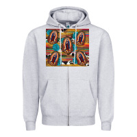 Heather Grey serape gemstone glitter cowhide lady of guadalupe Zipper Hoodie - RanaPortraitStore