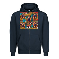 Navy serape gemstone glitter cowhide lady of guadalupe Zipper Hoodie - RanaPortraitStore