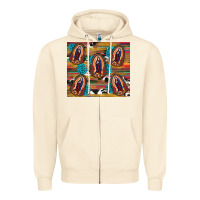 Sandshell serape gemstone glitter cowhide lady of guadalupe Zipper Hoodie - RanaPortraitStore