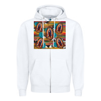 White serape gemstone glitter cowhide lady of guadalupe Zipper Hoodie - RanaPortraitStore