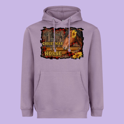 All I Want For Christmas Is A Horse Brown Horse Heavyweight Hoodie Designed By Ranaportraitstore