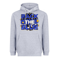 Heather Grey back the blue Heavyweight Hoodie - Zillion Design Studio