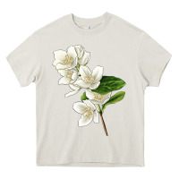 Cream Mock Oranges Illustrations Heavy Core Tee - LillyAllenDesigns