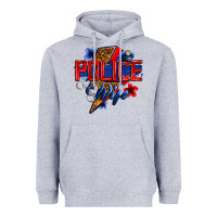 Heather Grey police wife with lightning bolt Heavyweight Hoodie - Zillion Design Studio