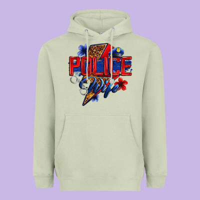 Police Wife With Lightning Bolt Heavyweight Hoodie Designed By Zillion Design Studio