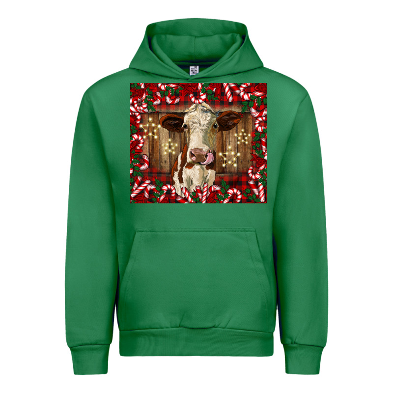 Christmas Heifer With Candy Canes Urban Hoodie by BarkalooDesign | Teevron