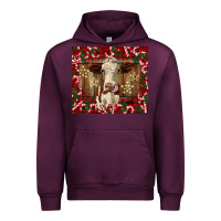 Mauve Wine christmas heifer with candy canes Urban Hoodie - BarkalooDesign