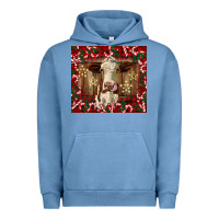 Pigment Pebble Blue christmas heifer with candy canes Urban Hoodie - BarkalooDesign